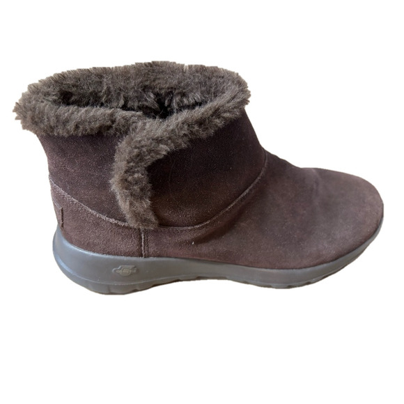 Skechers Brown Suede Fur-Lined Ankle Boots Suede and Faux Fur size 7.5 - Picture 7 of 8